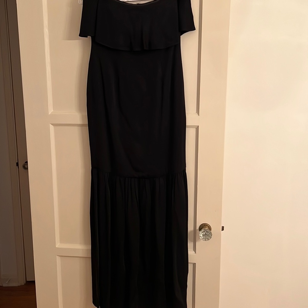 Black strapless gown